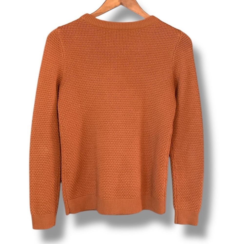 Wallace Burnt Orange Merino Wool Crewneck Pullover Waffle Knit Sweater Size S - Picture 2 of 9